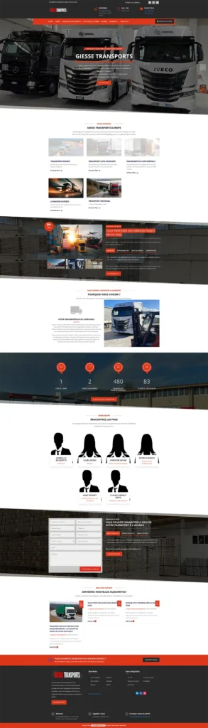 Page d’accueil du site Giesse Transports affichée sur mobile