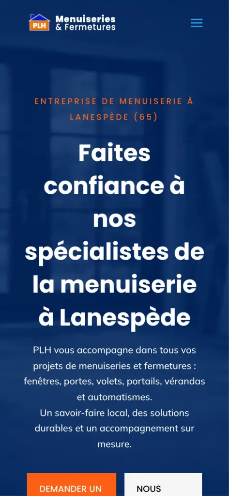 Page d’accueil du site PLH 65 affichée sur mobile